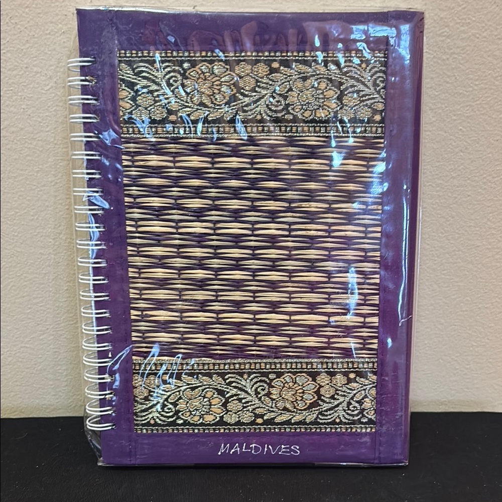*3 for $15 item* Handcrafted Purple Black and Gold Spiral Notebook from Maldives